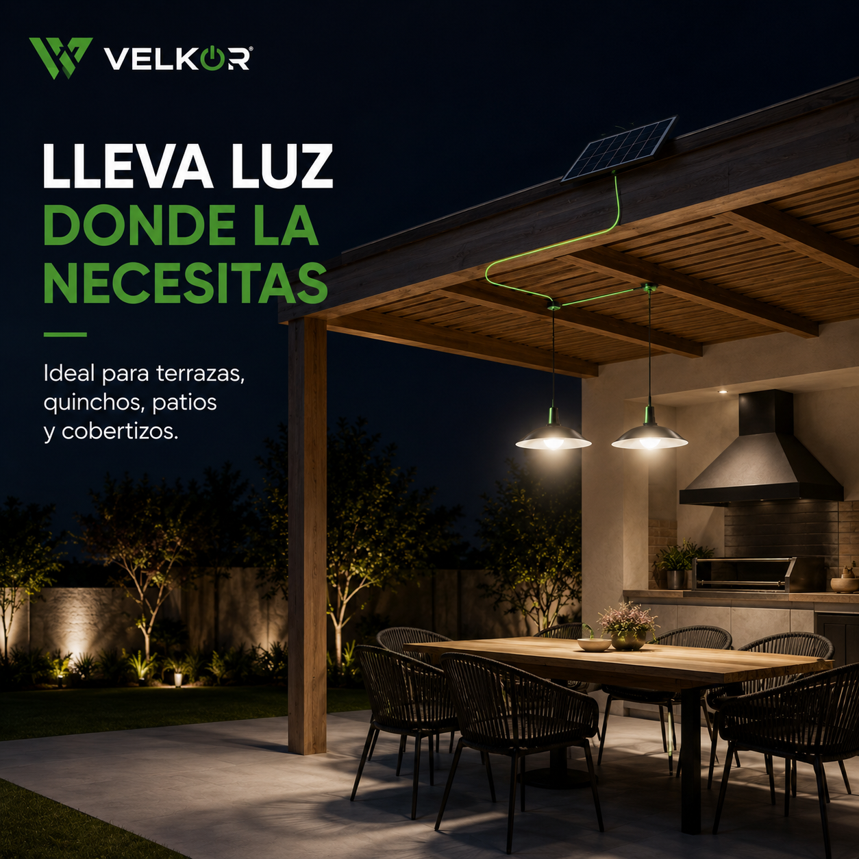 Lámpara Solar Colgante Doble con Panel Solar y Control Remoto