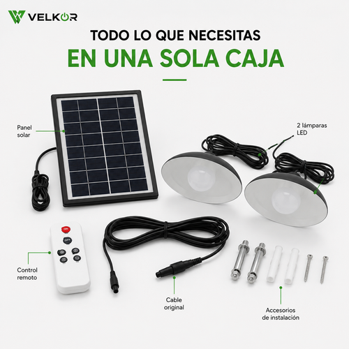 Lámpara Solar Colgante Doble con Panel Solar y Control Remoto