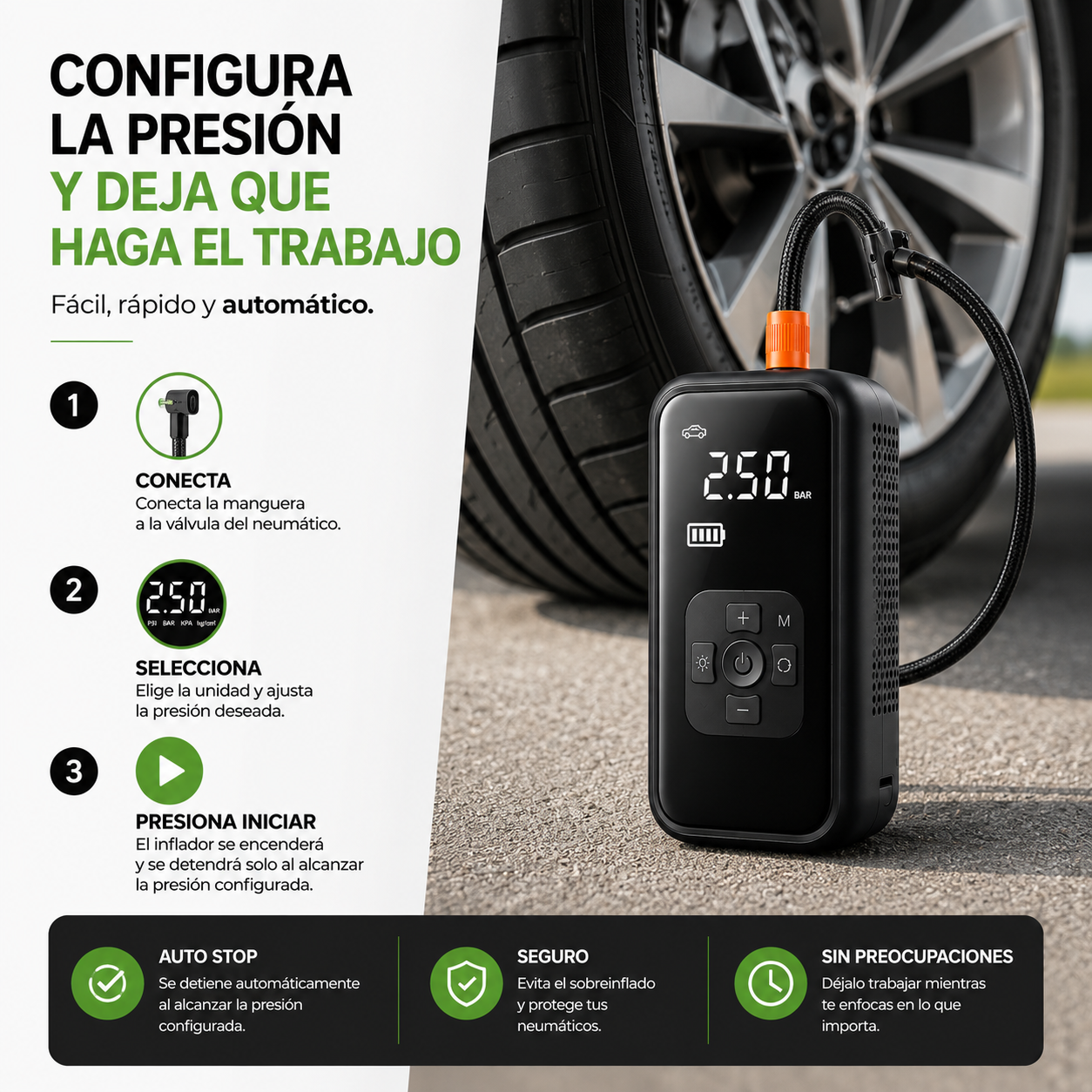 Inflador Portátil Inalámbrico