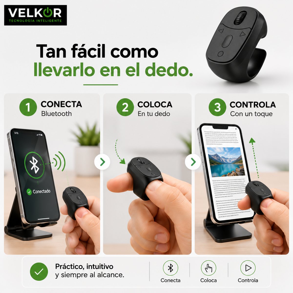 Control Remoto Bluetooth para Dedo