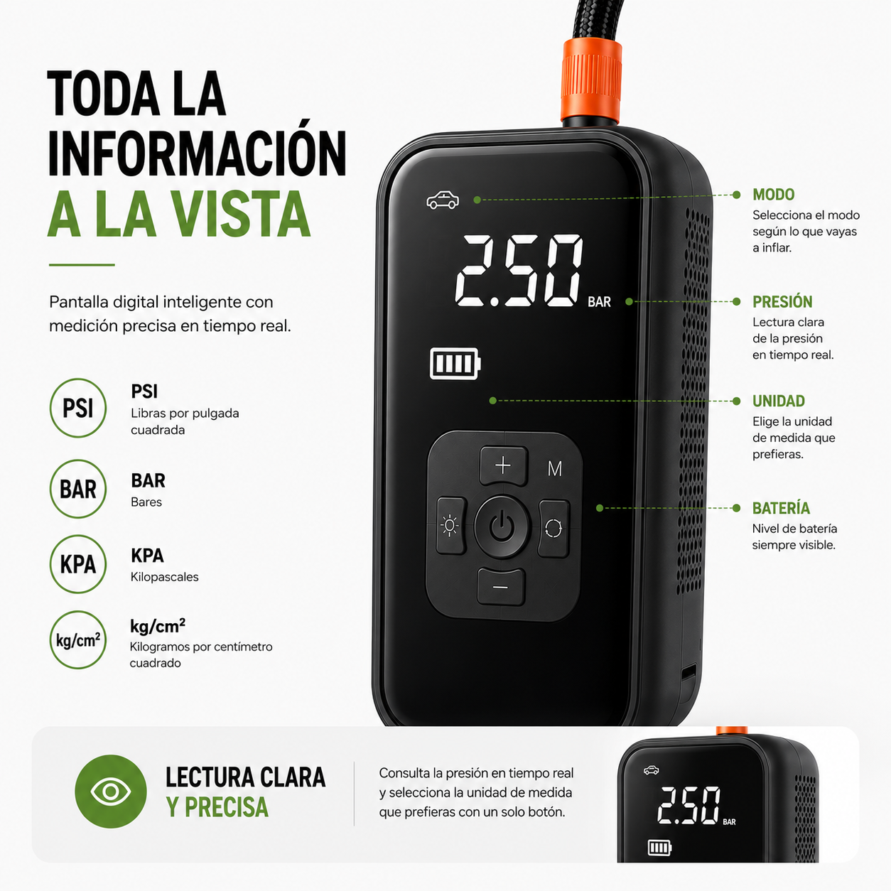 Inflador Portátil Inalámbrico