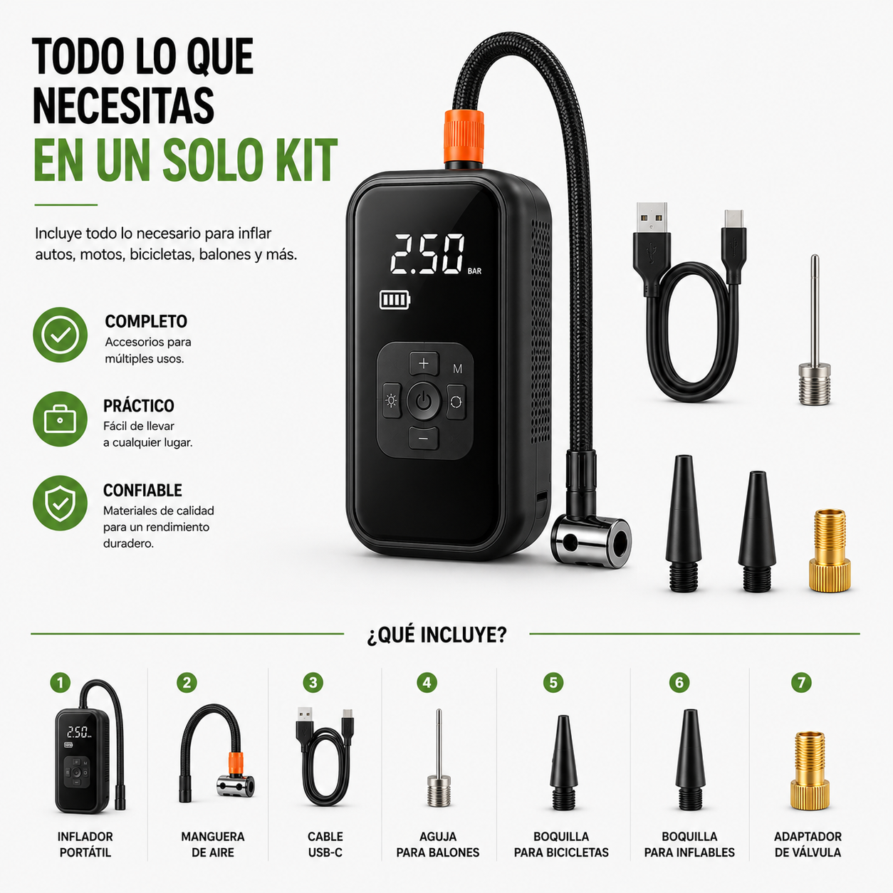 Inflador Portátil Inalámbrico
