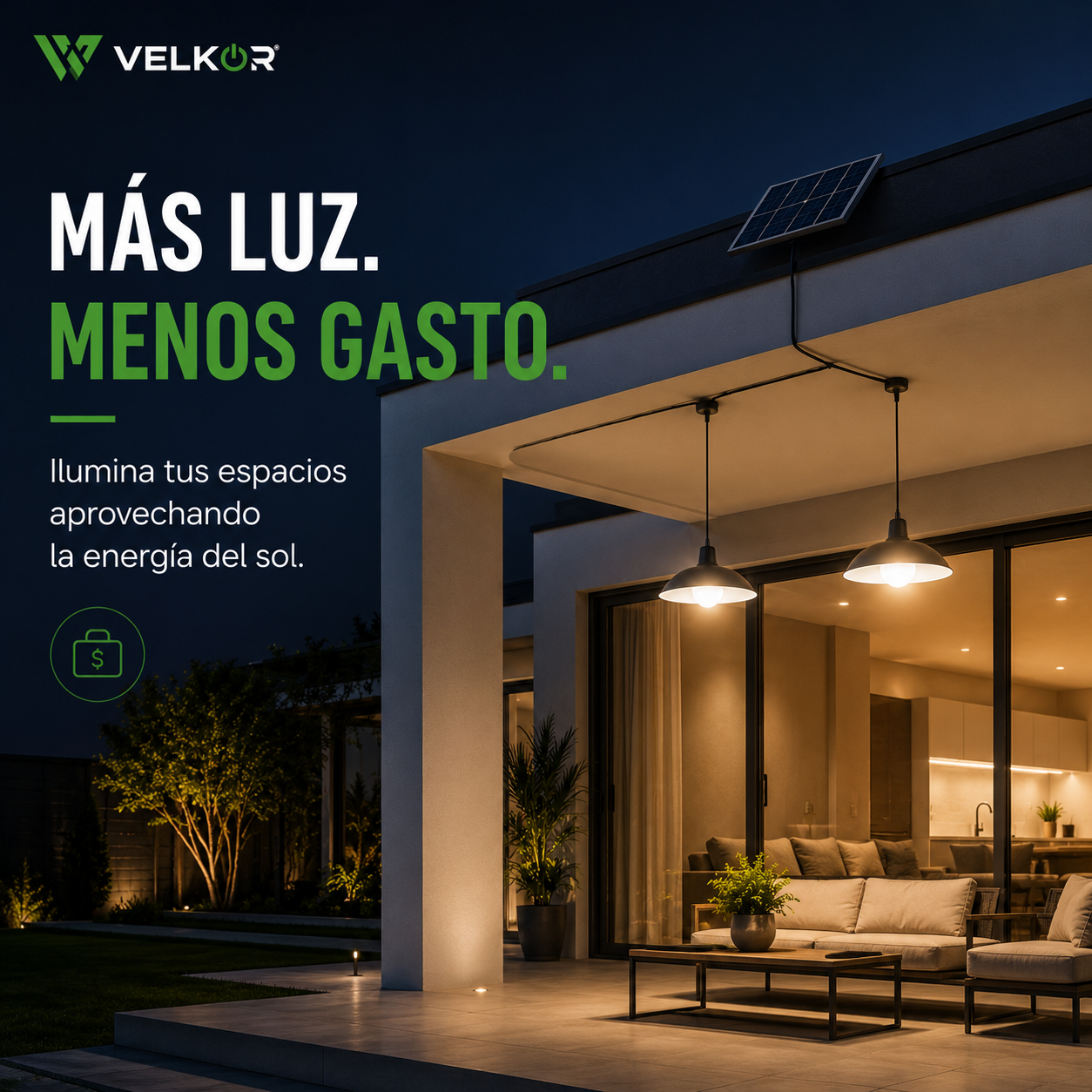 Lámpara Solar Colgante Doble con Panel Solar y Control Remoto