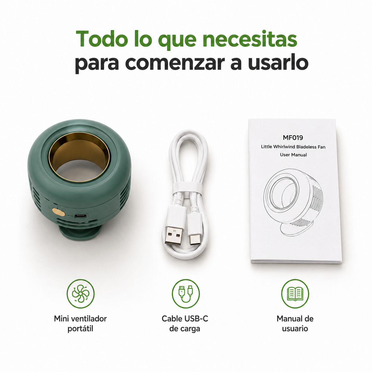 Mini Ventilador Portátil Sin Aspas USB-C